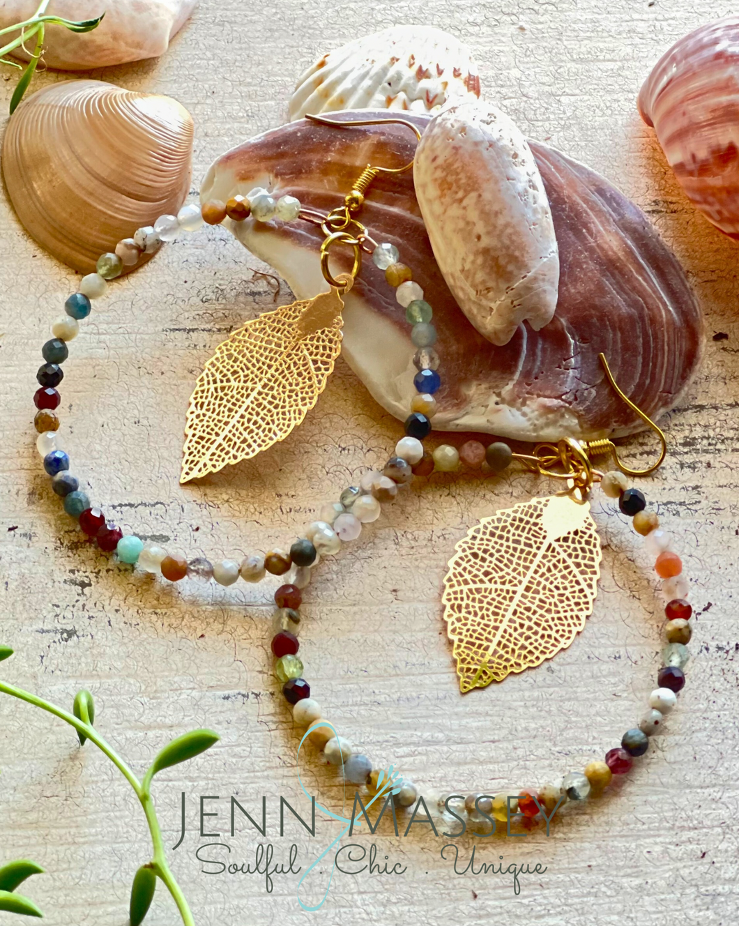 Fall Foliage Beaded Hoops