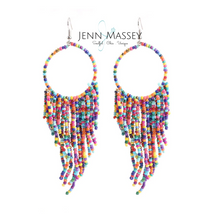 Load image into Gallery viewer, Hip Hip Hippie Beaded Fringe Hoops
