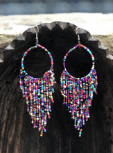 Load image into Gallery viewer, Hip Hip Hippie Beaded Fringe Hoops
