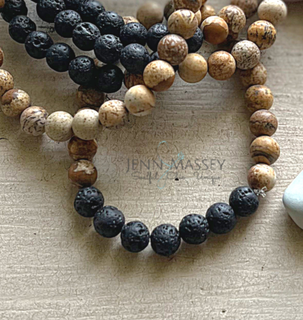 Lava & Bamboo Agate Bracelet